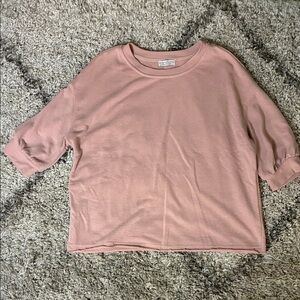 Pink Short Sleeve Sweater Blouse Top